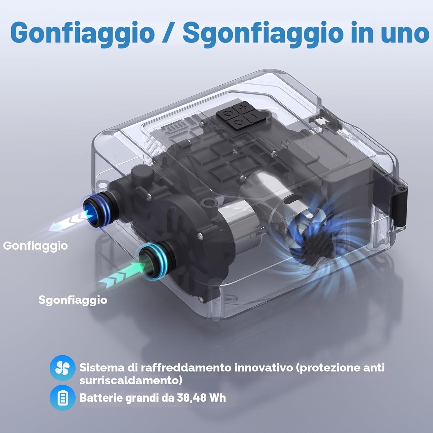 Thumbnail 6 de Peakpick pompa elettrica per SUP fino a 20 psi ricaricabile, doppio stadio e spegnimento automatico