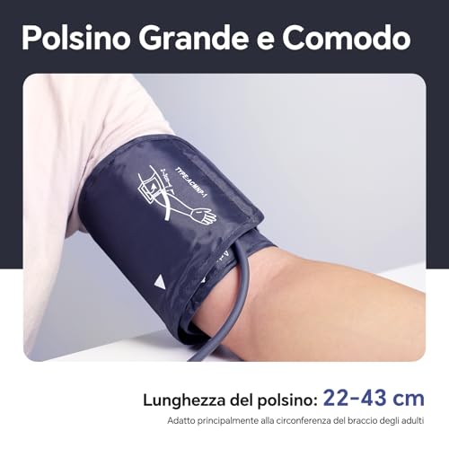 Detalle 2 de Sinocare Misuratore di Pressione da Braccio (22-42 cm) con Indicatore di Rischio e Memoria Doppia