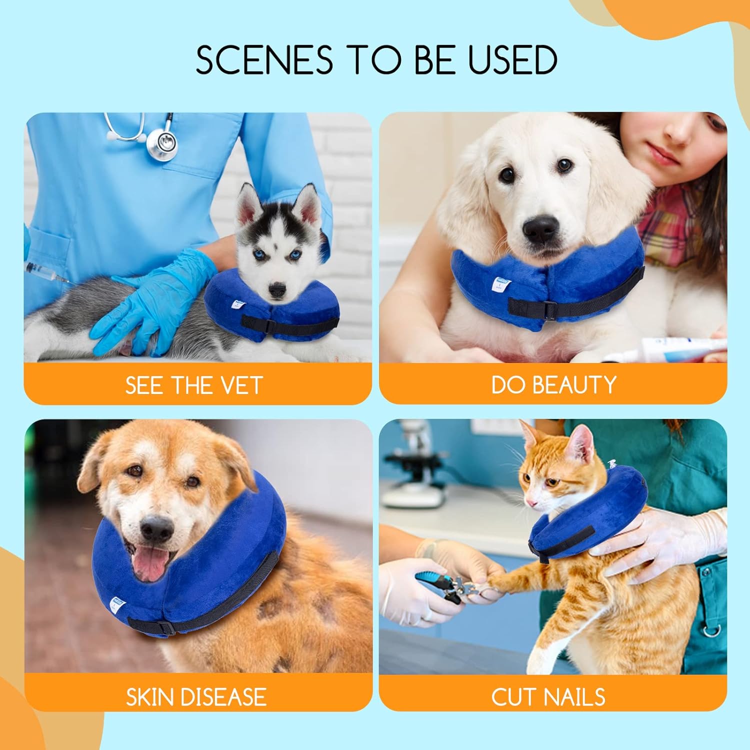Thumbnail 6 de Nobleza Collerette Gonflable Ajustable pour Chien et Chat - Bleu (S) Anti-Léchage et Anti-Grattage