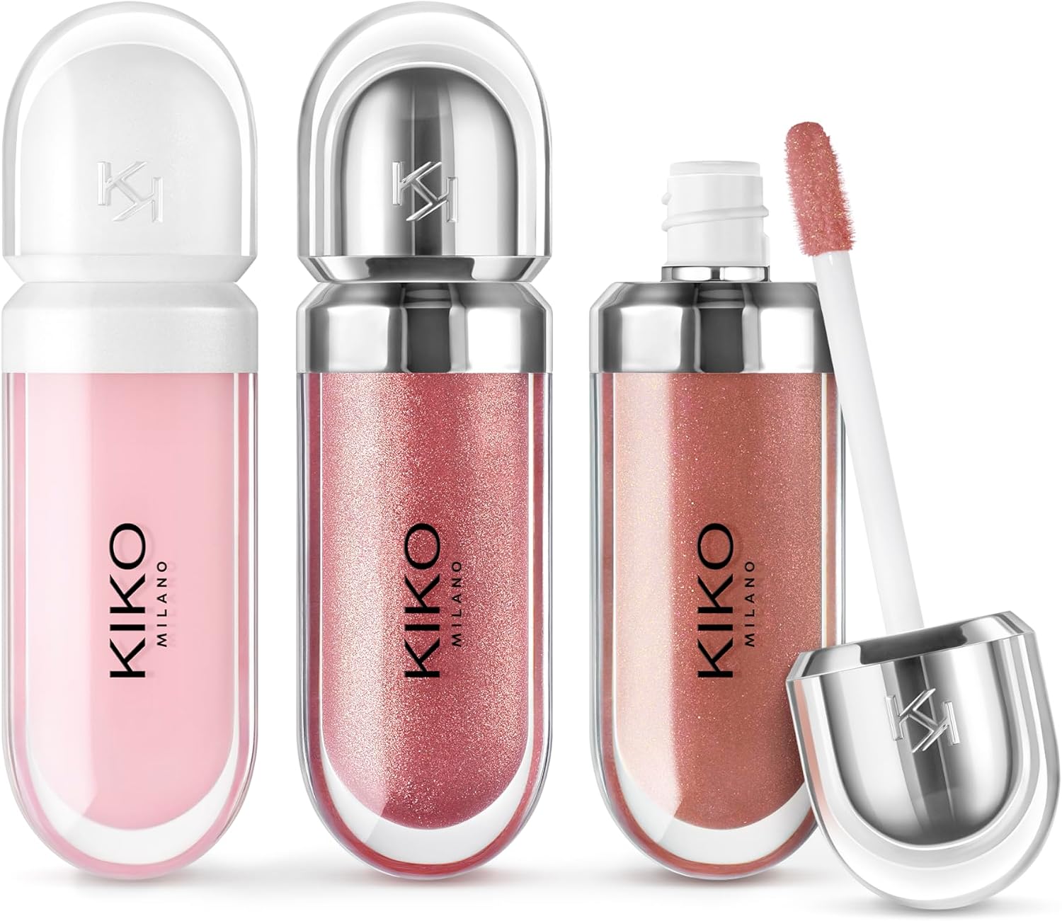 Detalle de KIKO Milano Glossy Lip Set – läppkit med två läppglans och volymkräm