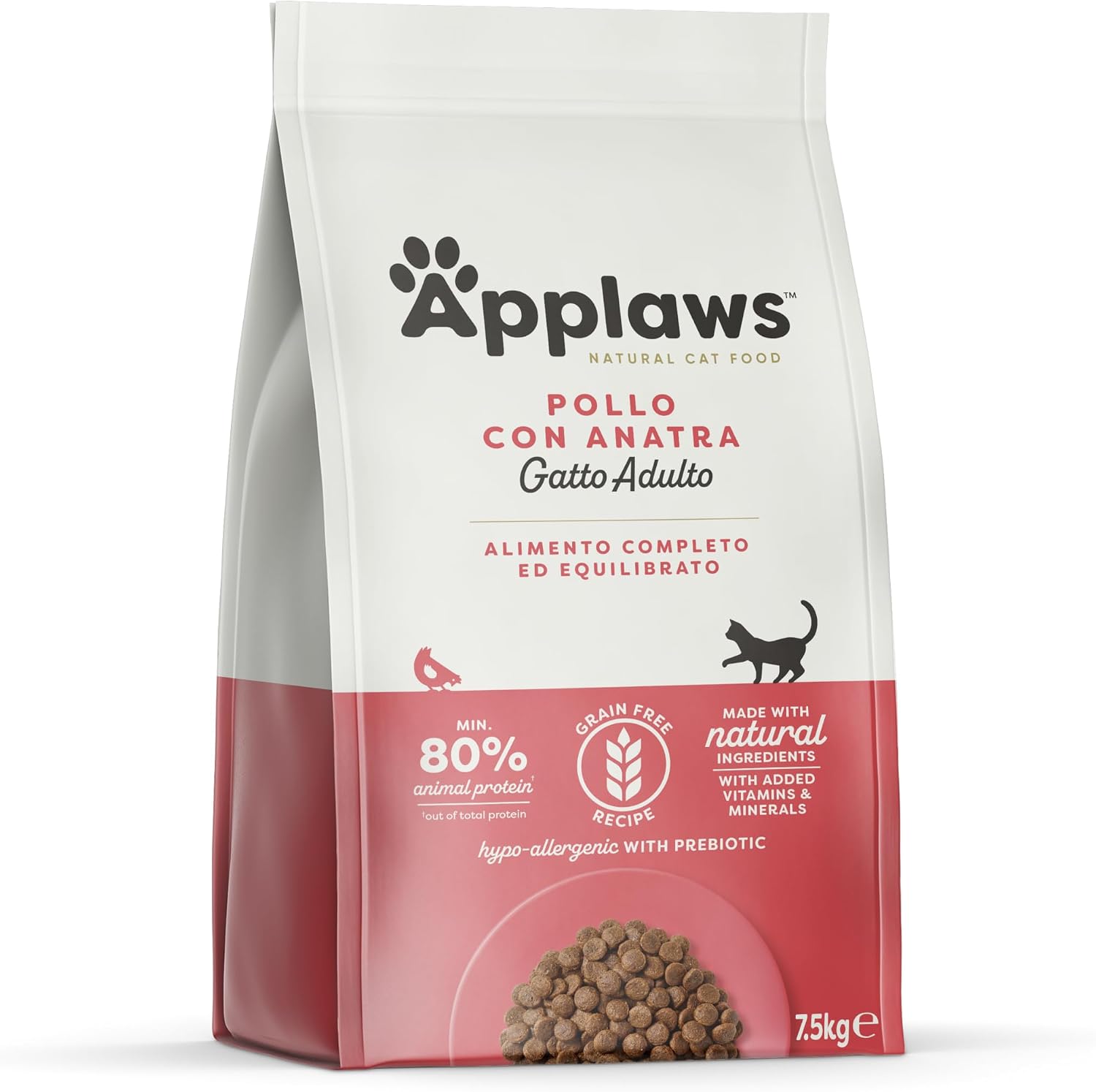 Applaws Alimento secco completo per gatti adulti - pollo con anatra extra, 7.5 kg sacco richiudibile