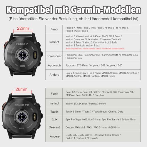 Detalle de Gugobit 26mm Nylonarmband für Garmin Fenix 8 (51mm) und verwandte Modelle
