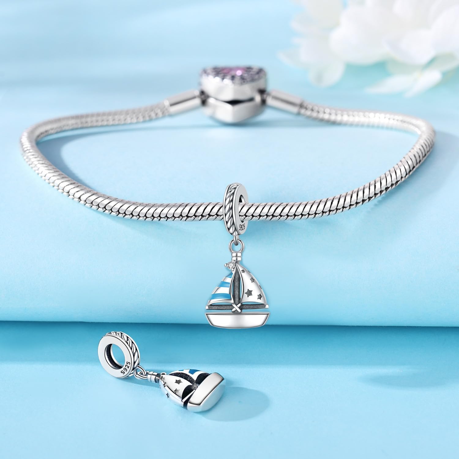 Detalle de PANPOKI Charms Anhänger aus 925er Sterlingsilber – Bead Charm für Damen, kompatibel mit europäischen Armbändern und Halsketten