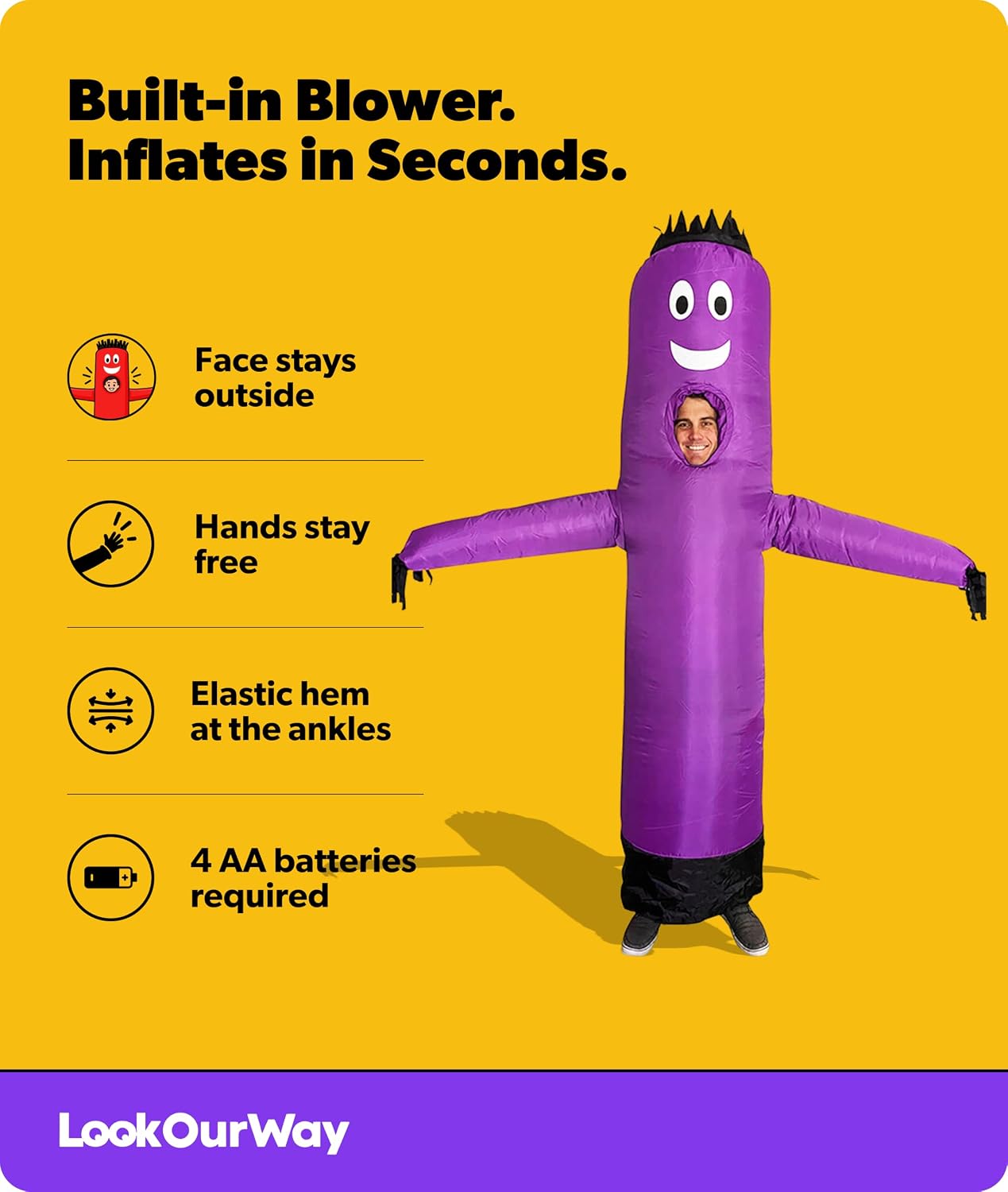Detalle de LookOurWay Air Dancers Inflatable Tube Man Costume with Wavy Arms