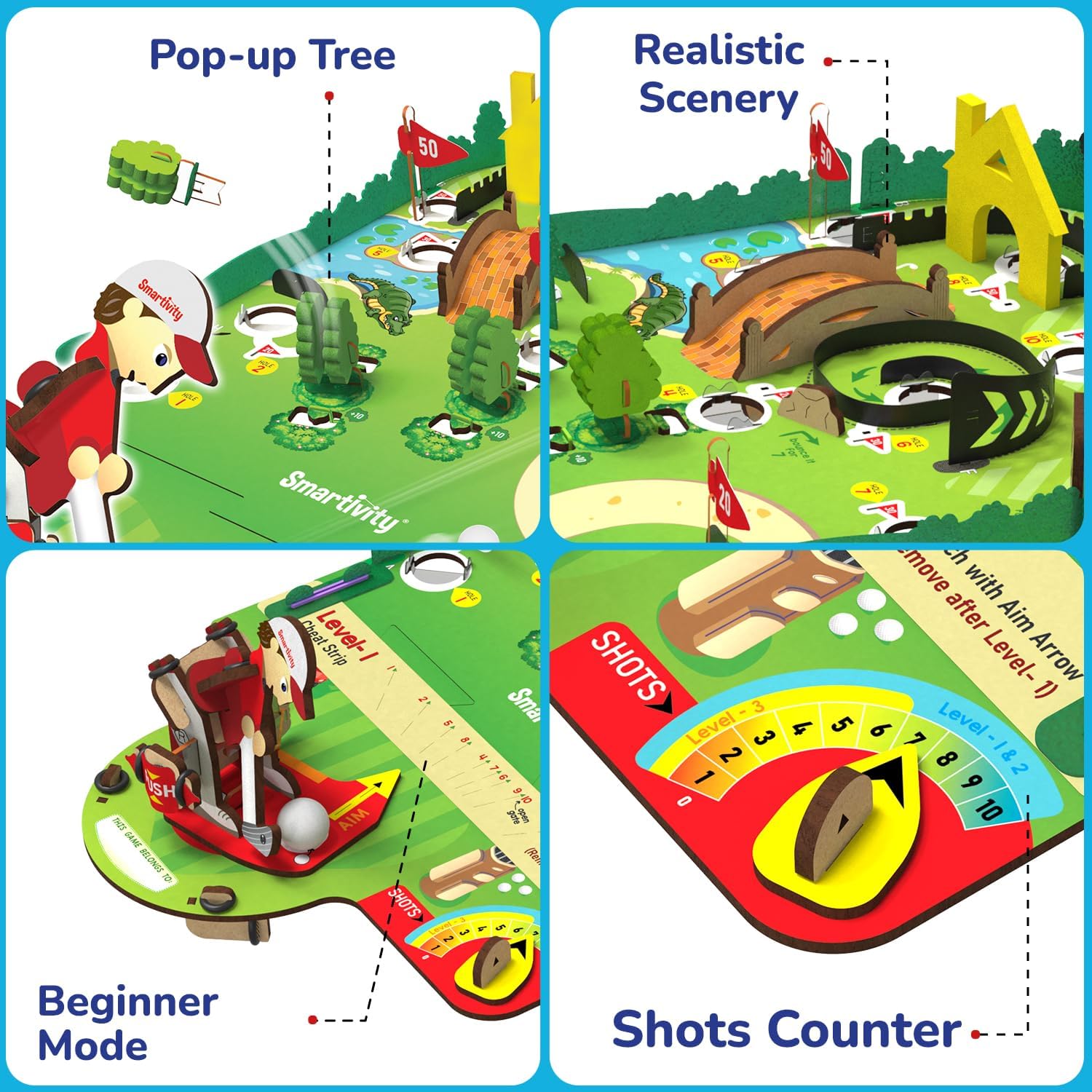 Thumbnail 1 de Smartivity DIY Mini Golf STEM Kit: Build a 10-Hole Course with a Mechanical Golfer