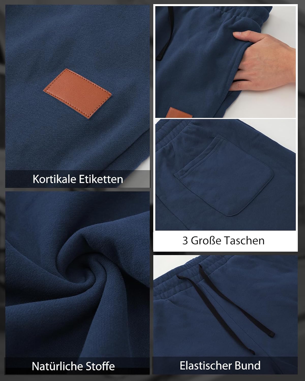 Detalle de HMIYA Jogginghose Herren Baumwolle Trainingshose – klassische Sweathose mit Taschen