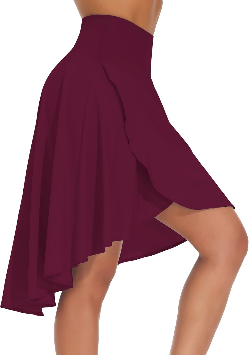 Detalle de THE GYM PEOPLE Hosenrock Damen Ruffle Wickelrock asymmetrische Skort mit hoher Taille und Taschen