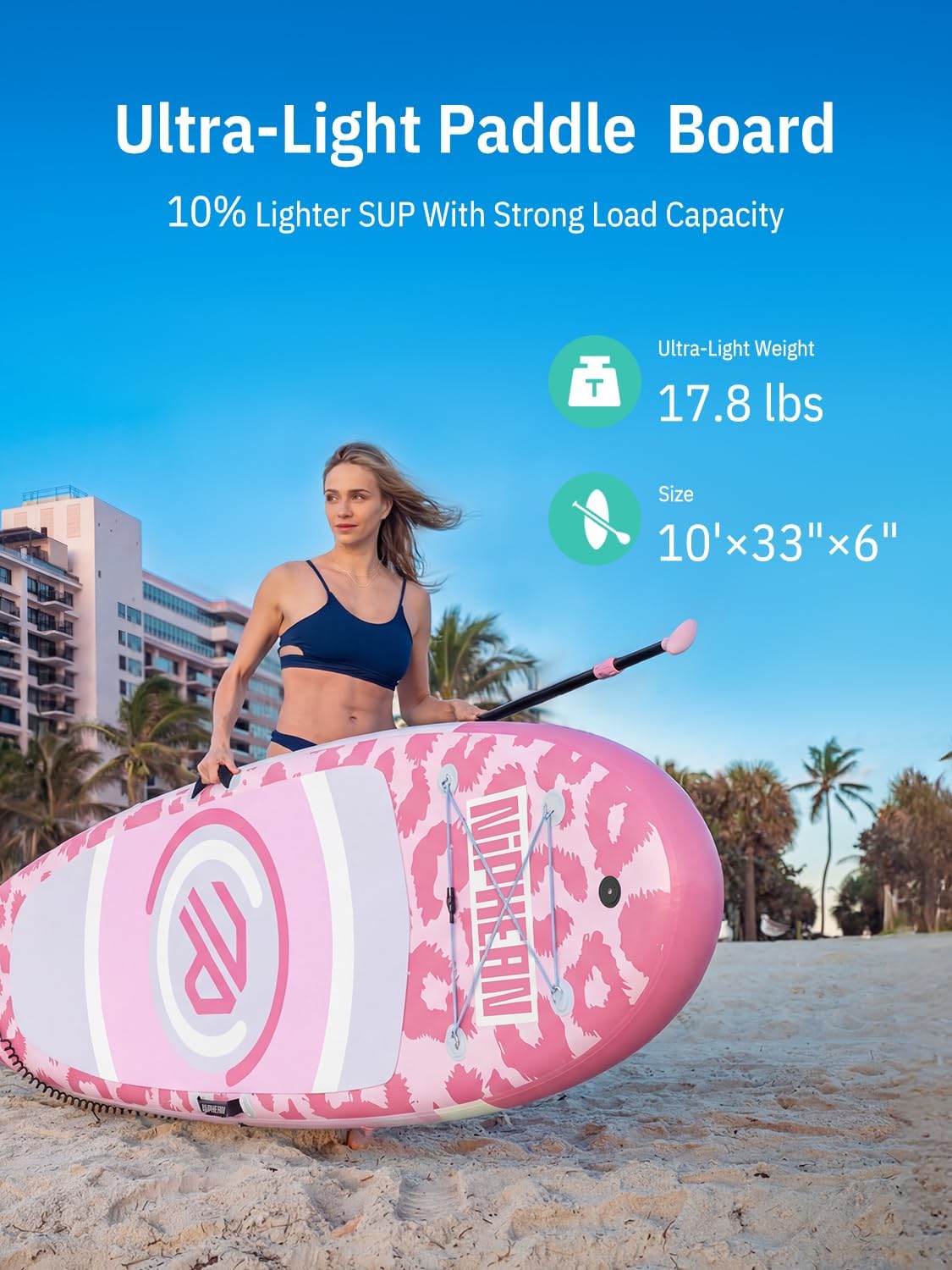 Detalle de Niphean Ultra-Light Inflatable Paddle Board (10') with StabilTrac Fin and All-in-One Accessories