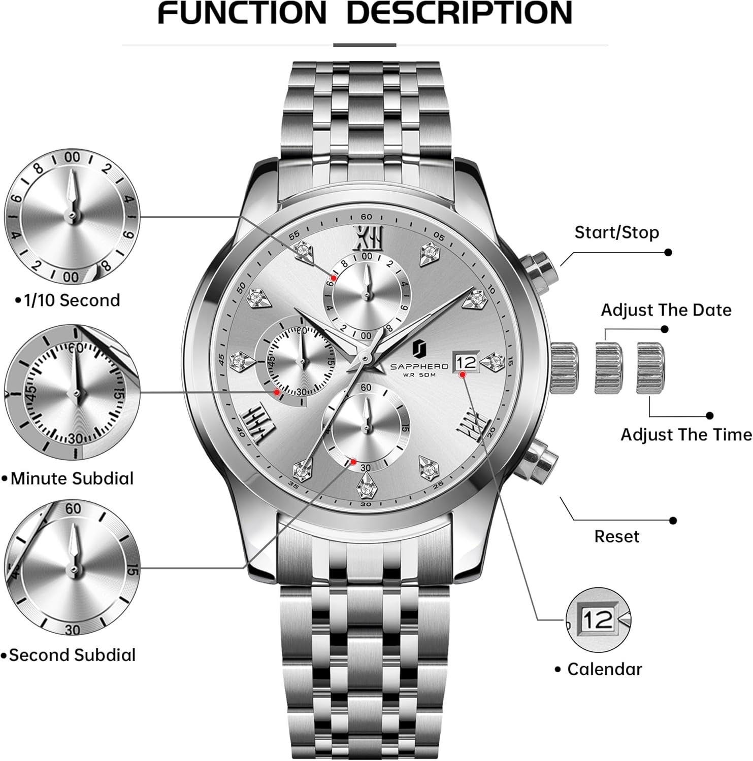 Detalle 2 de SAPPHERO Montre Ronde 50M