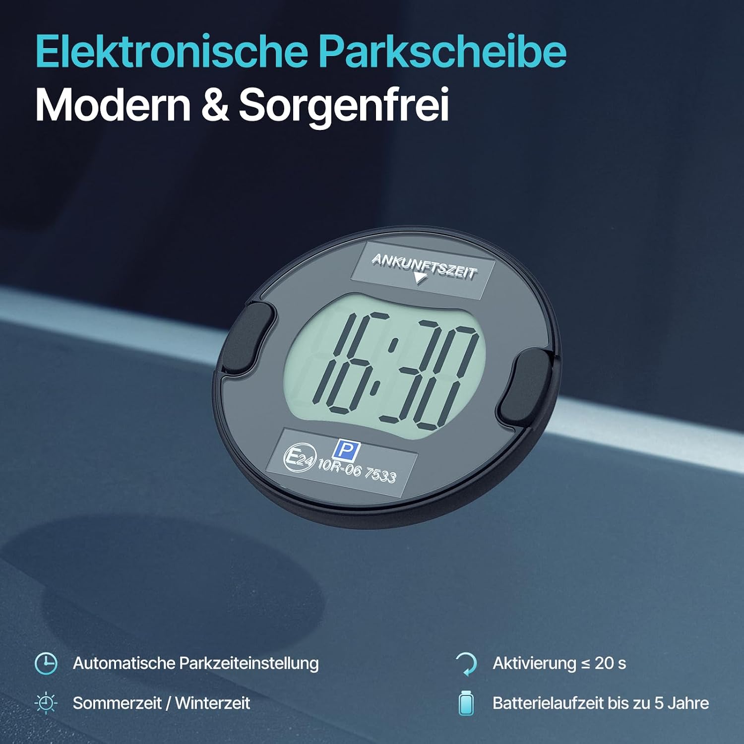 Thumbnail 1 de Parkturon PT02 Elektronische Parkscheibe – Solarbetrieben, ECE-zertifiziert, Doppelanzeige