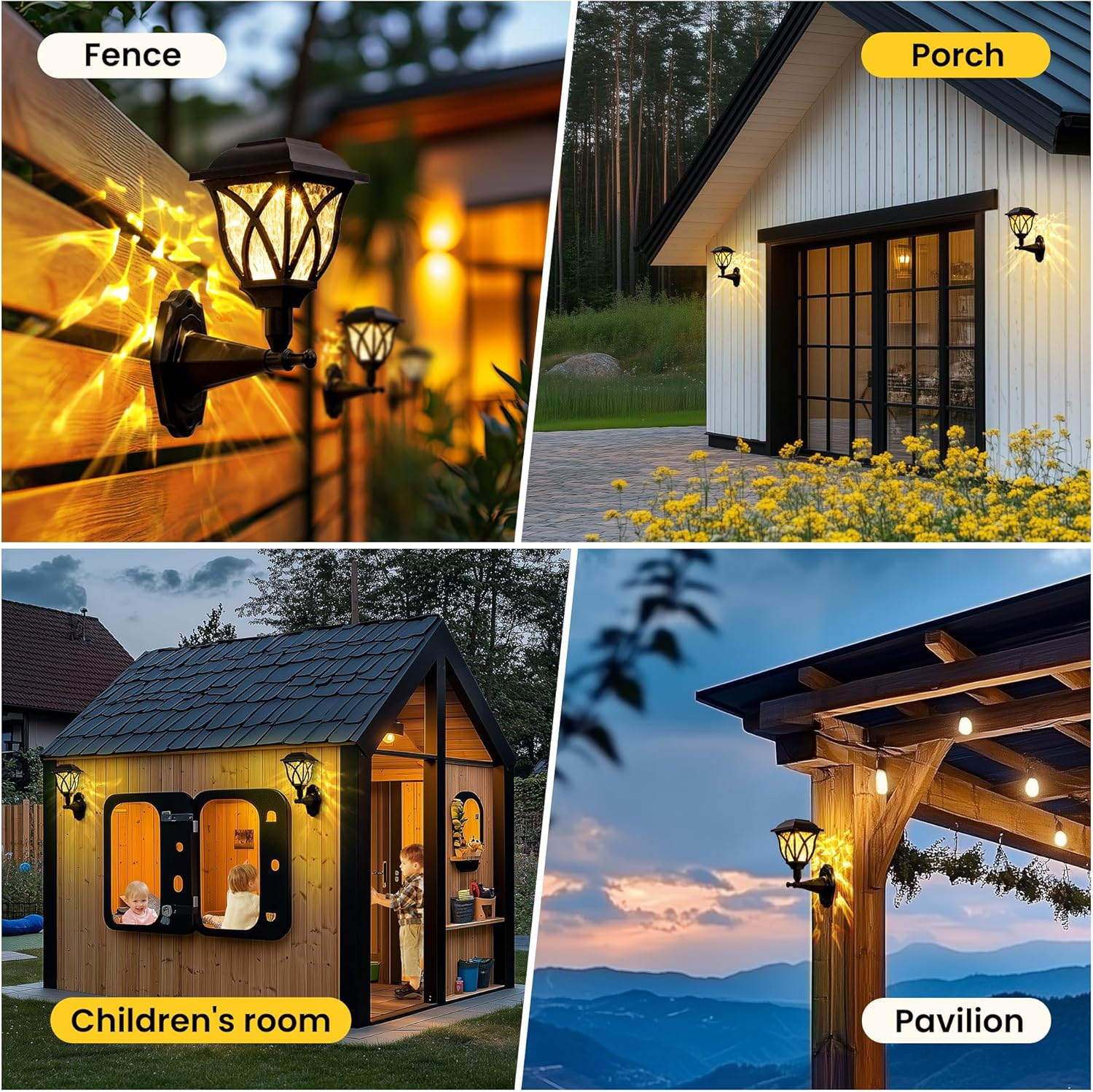 Thumbnail 3 de Solpex solar outdoor wall lights (4-pack) with warm white glow and waterproof design