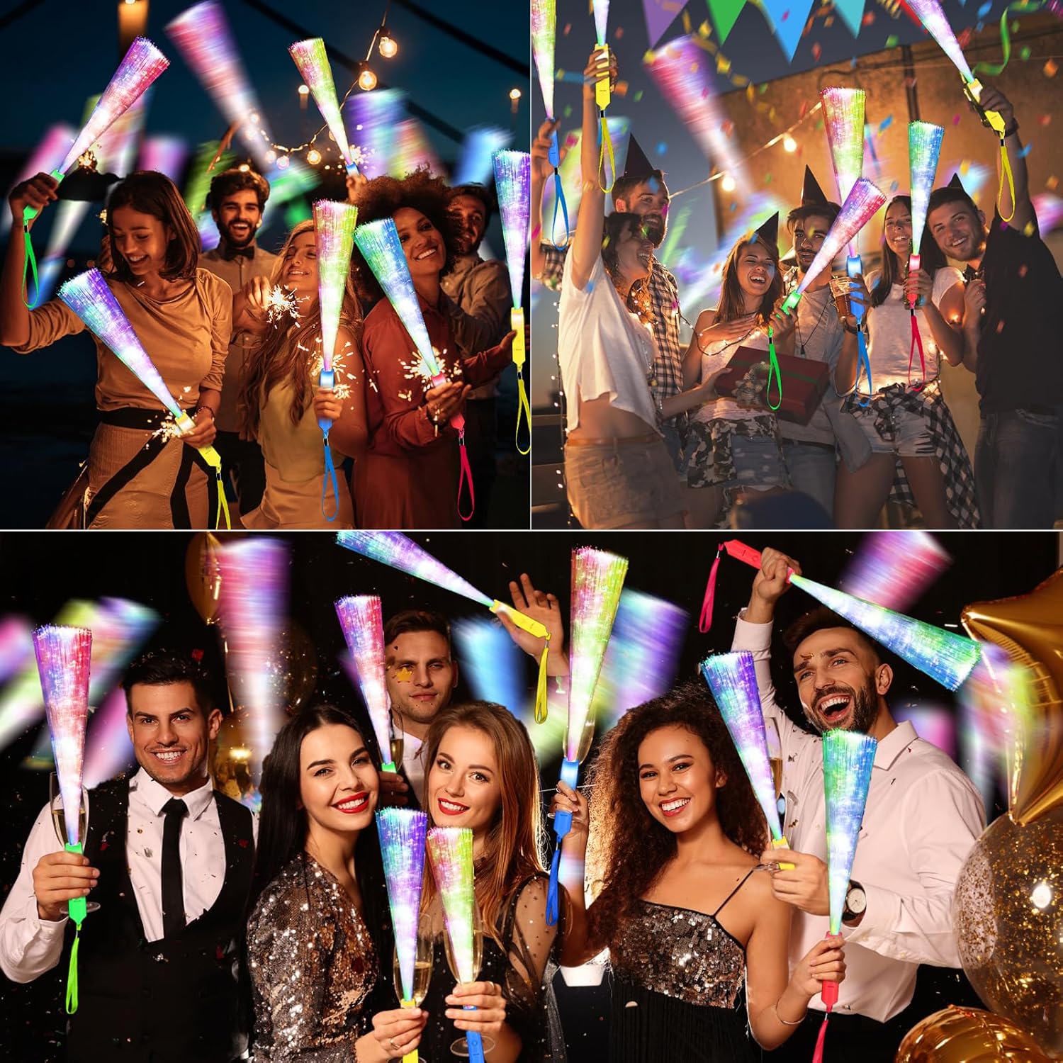 Thumbnail 2 de SHQDD 200PCS Glow Fiber Optic Sticks: LED Light Wands for Parties, Weddings & Events