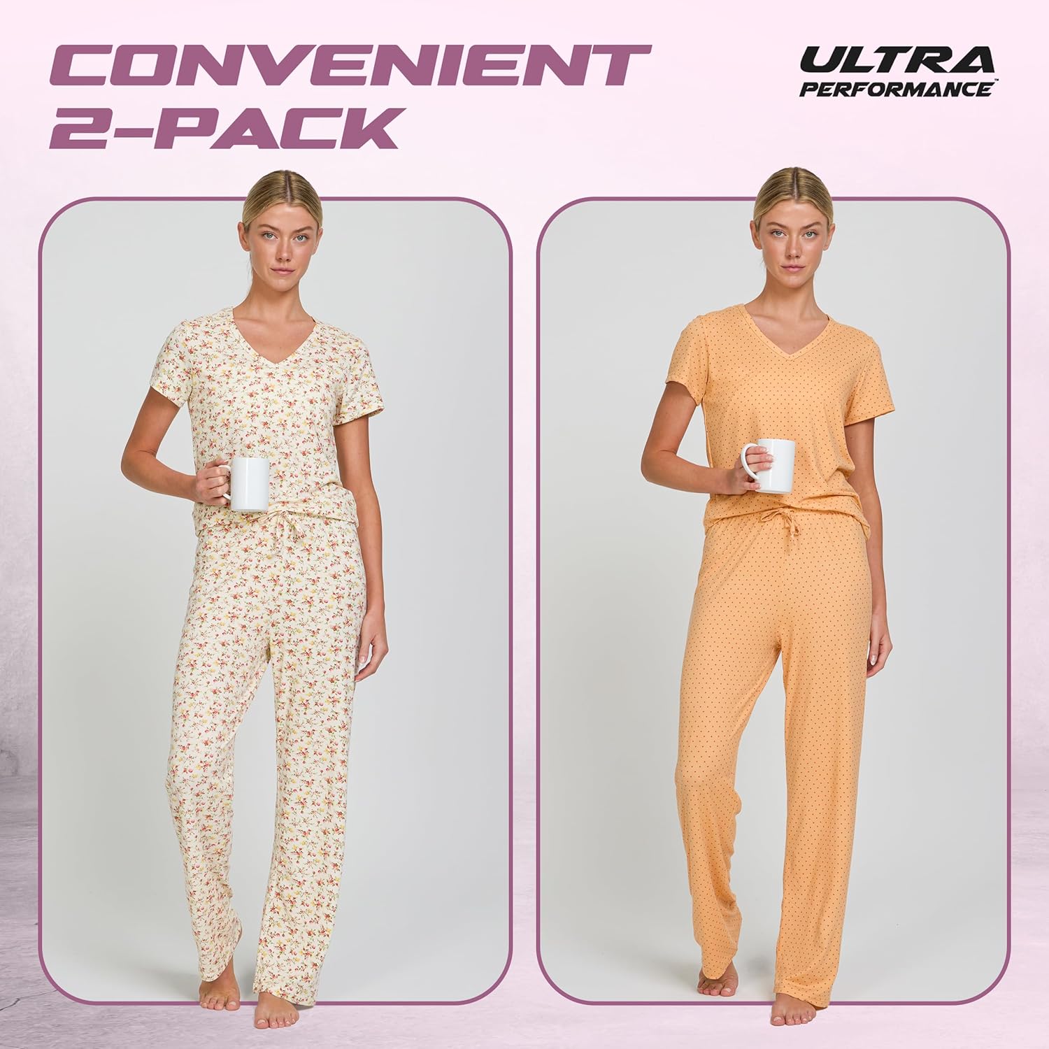 Thumbnail 5 de Ultra Performance 2 Pack Womens PJ Pajama Sets — Soft, Relaxed Two-Piece Lounge Outfit