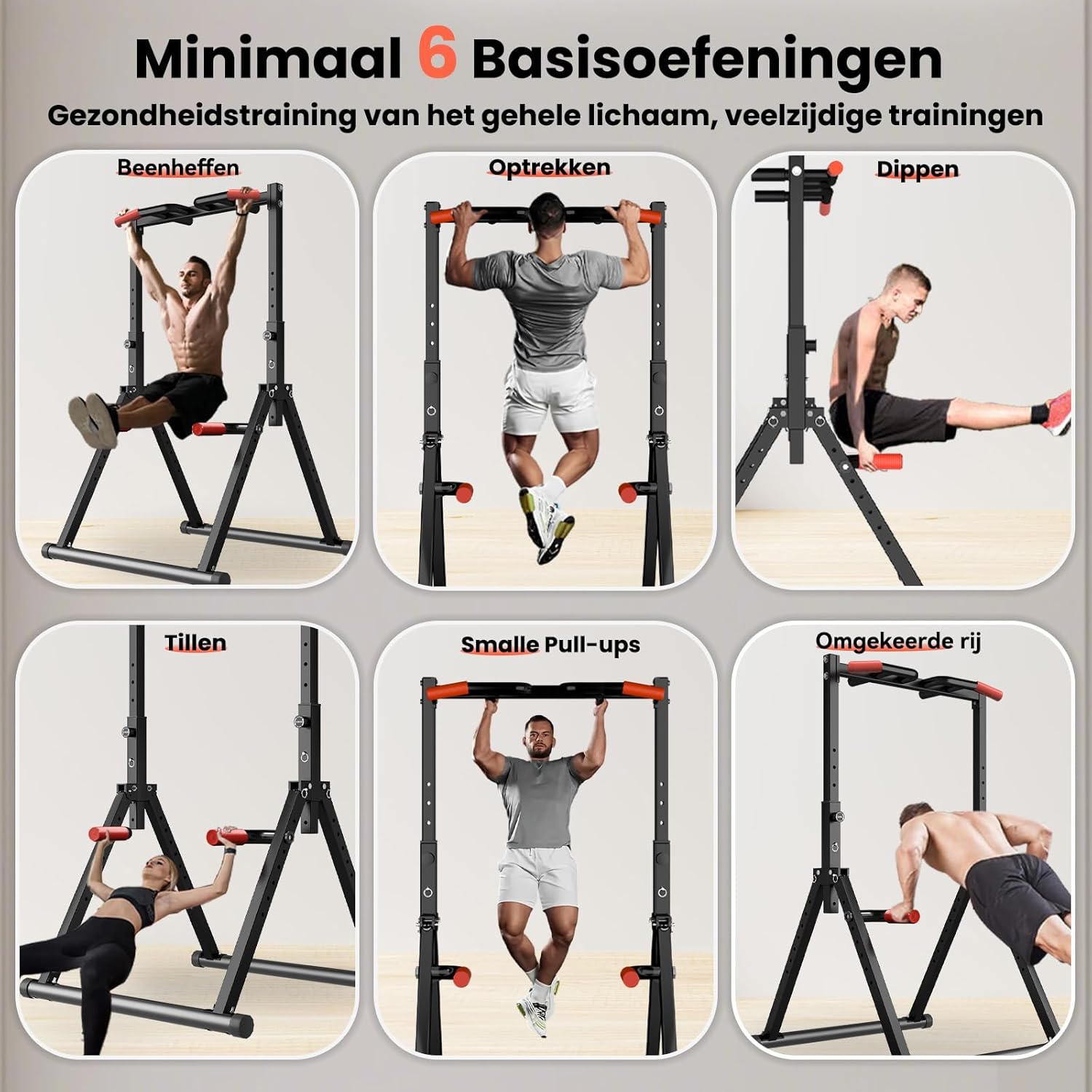 Thumbnail 4 de WATBKHE Power Tower Dip Station con barra per trazioni e dip autoportante, pieghevole e regolabile