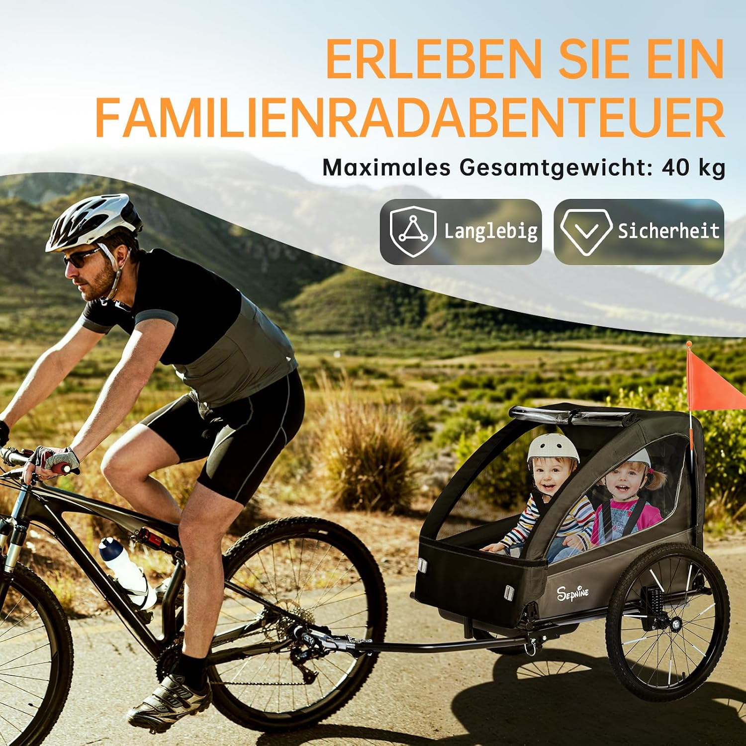 Detalle 2 de Fiximaster Remorque vélo 2 en 1 pour 2 enfants