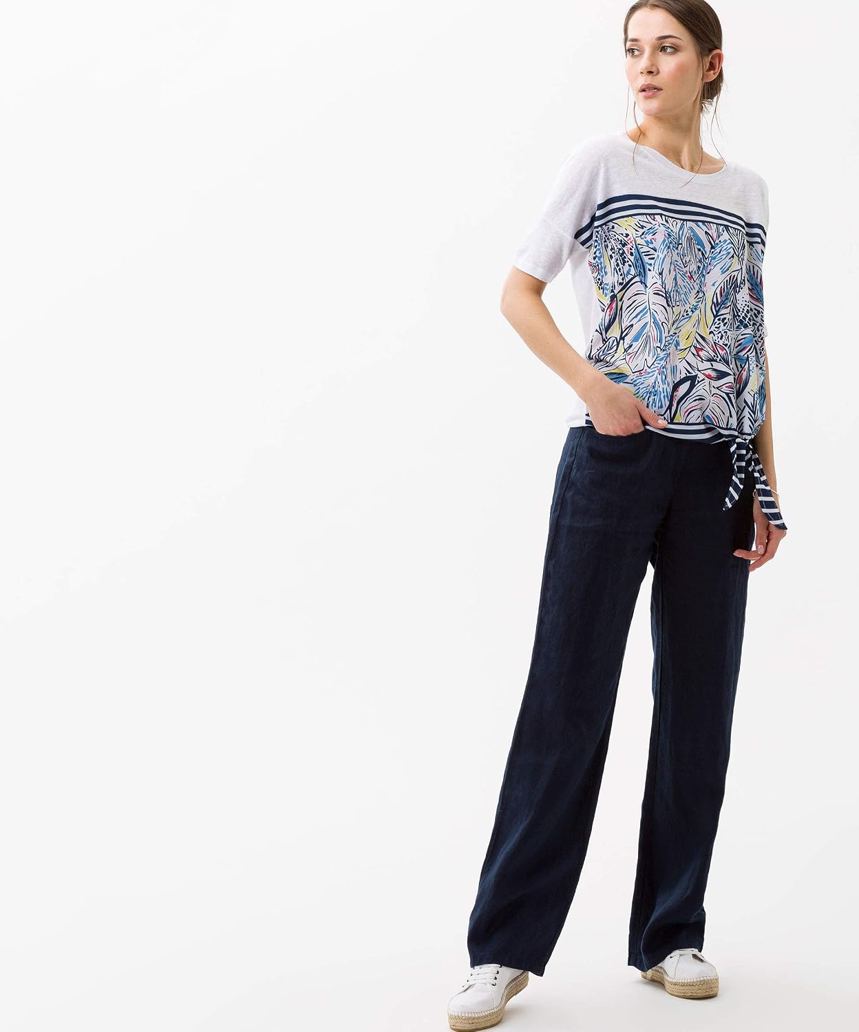 Detalle de Brax Damen Style Farina Pure Linen Hose – Leinenhose im sportiven, sommerlichen Look