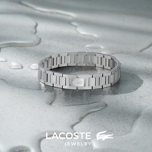 Detalle de Lacoste Gliederarmband METROPOLE aus Edelstahl – Petit-Piqué-Muster, 19 cm Innenumfang (2040117)