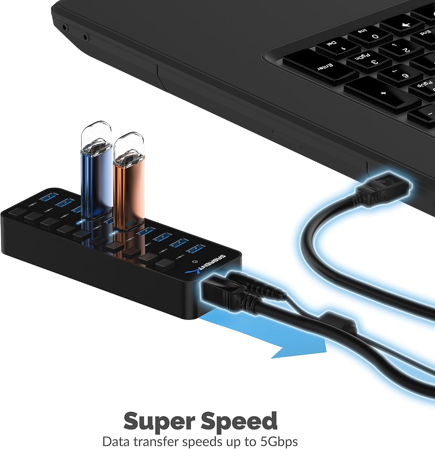Detalle de SABRENT HB-BU10 USB hub 10 port 60W