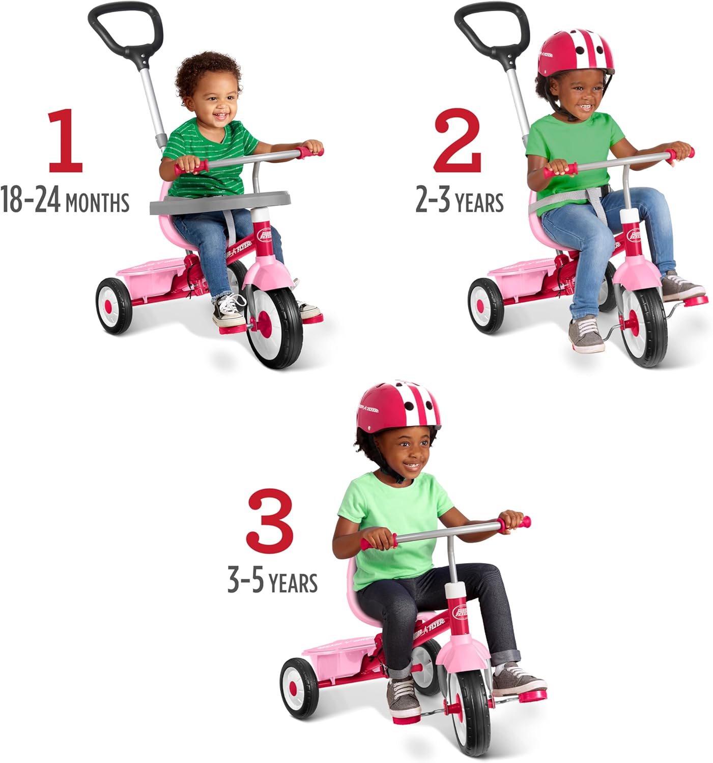 Thumbnail 2 de Radio Flyer 3-en-1 Tricycle Rose pour enfants de 1,5 à 5 ans ⚙