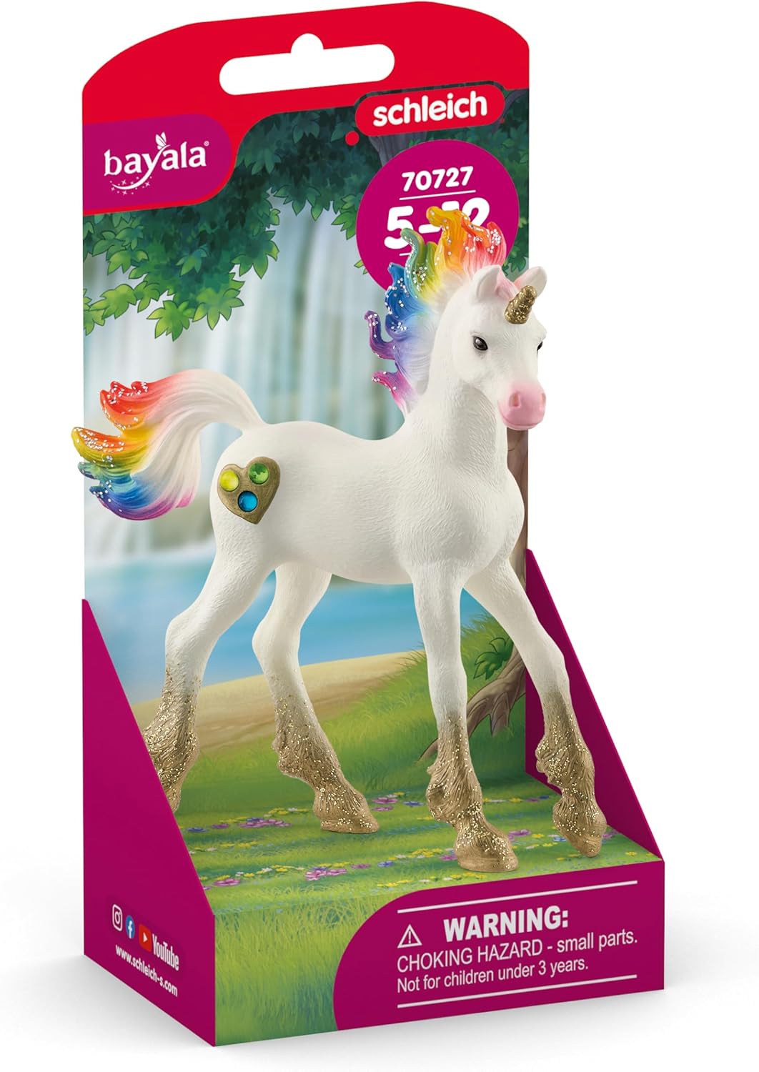 Detalle de Schleich BAYALA 70727 – źrebak tęczowego jednorożca, figurka z plakatem