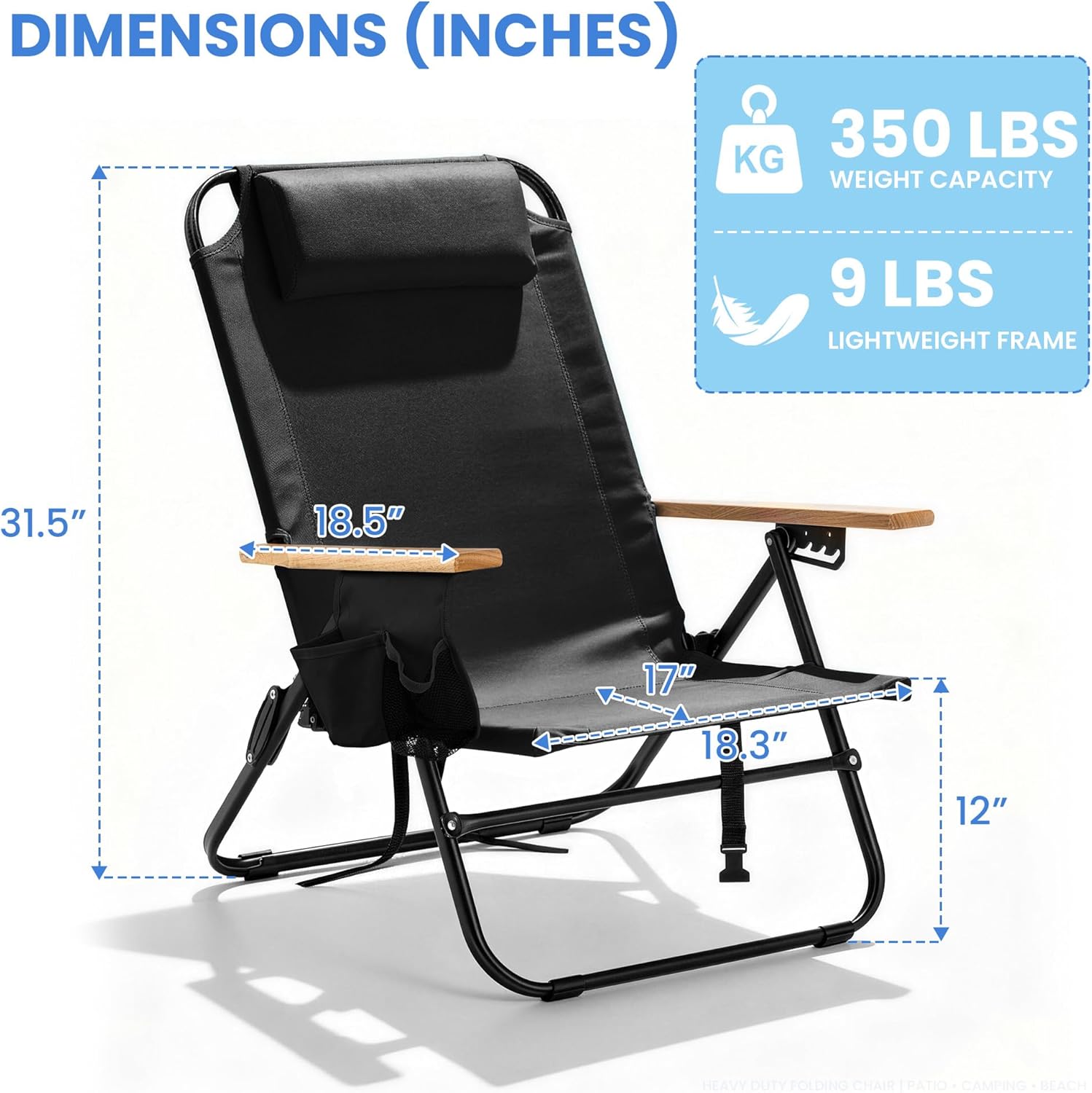 Thumbnail 2 de Canpsky Folding Camping Chair, 5-Position Recliner