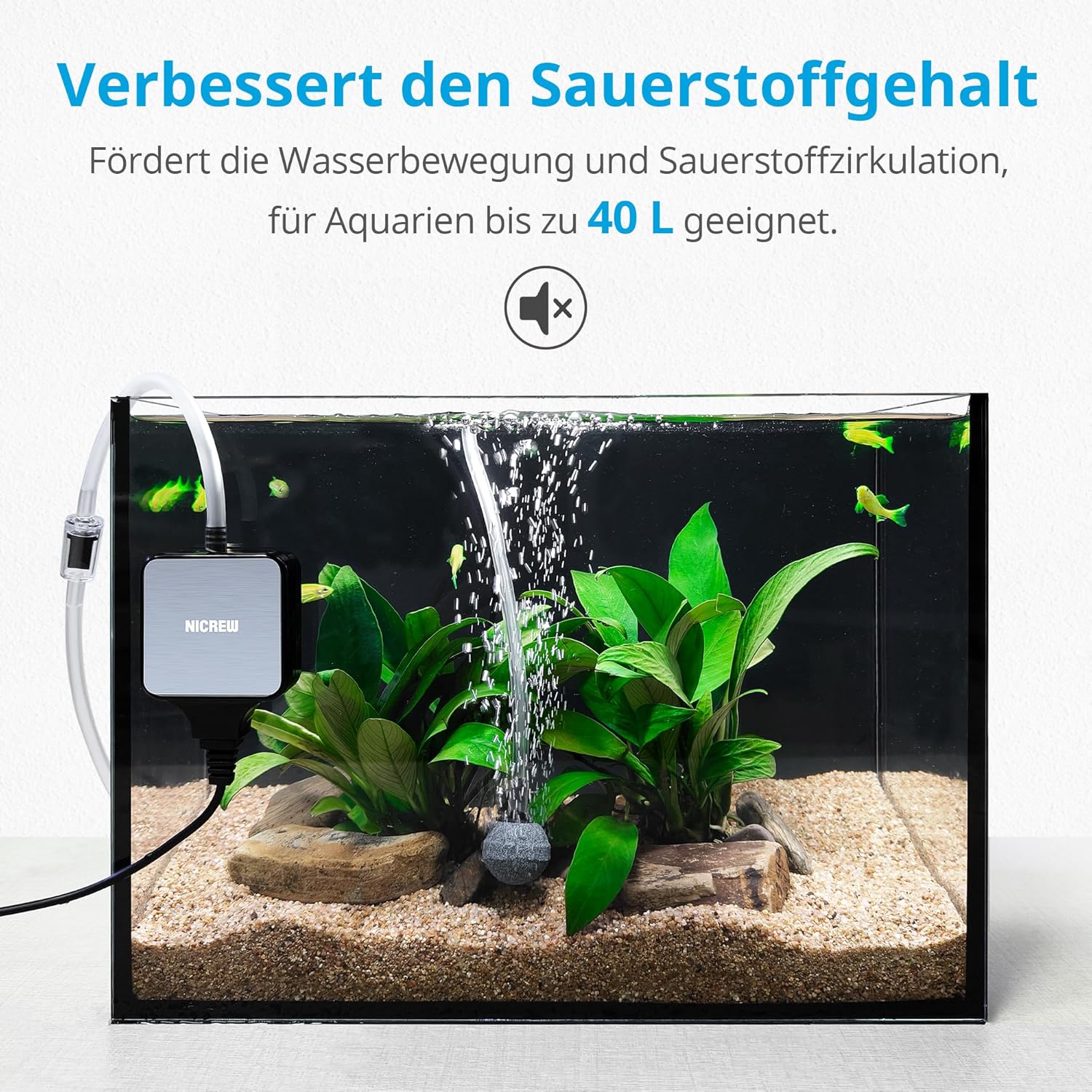 Detalle 2 de NICREW Luftpumpe Nano Silent 18 L/h
