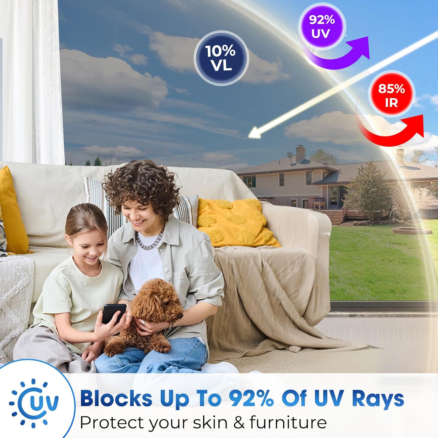 Thumbnail 3 de Beautysaid One Way Window Film Daytime Privacy with Reflective Mirror (Silver, 45x200cm)