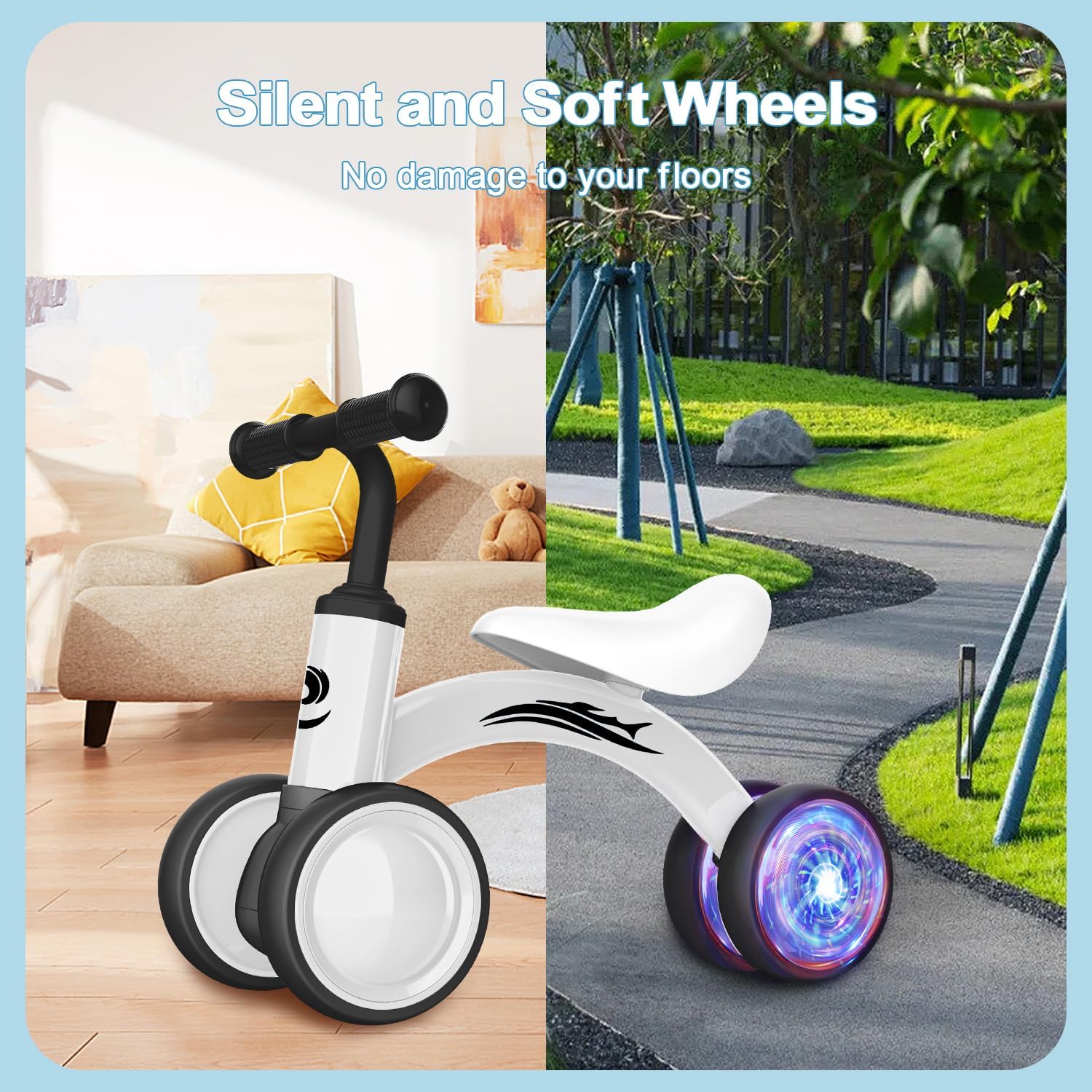 Thumbnail 6 de Gamfeiny Colorful Lighting Baby Balance Bike (10–36 Months) No-Pedal Toddler Scooter-Style Ride-On