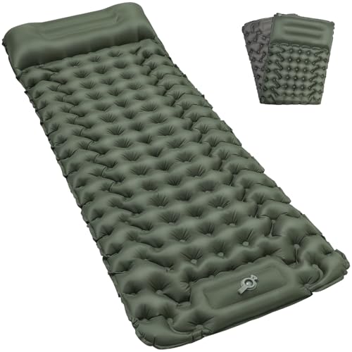 Detalle de Satisure Esterilla de camping con almohada hinchable: colchón de aire ultraligero 196 x 69 cm