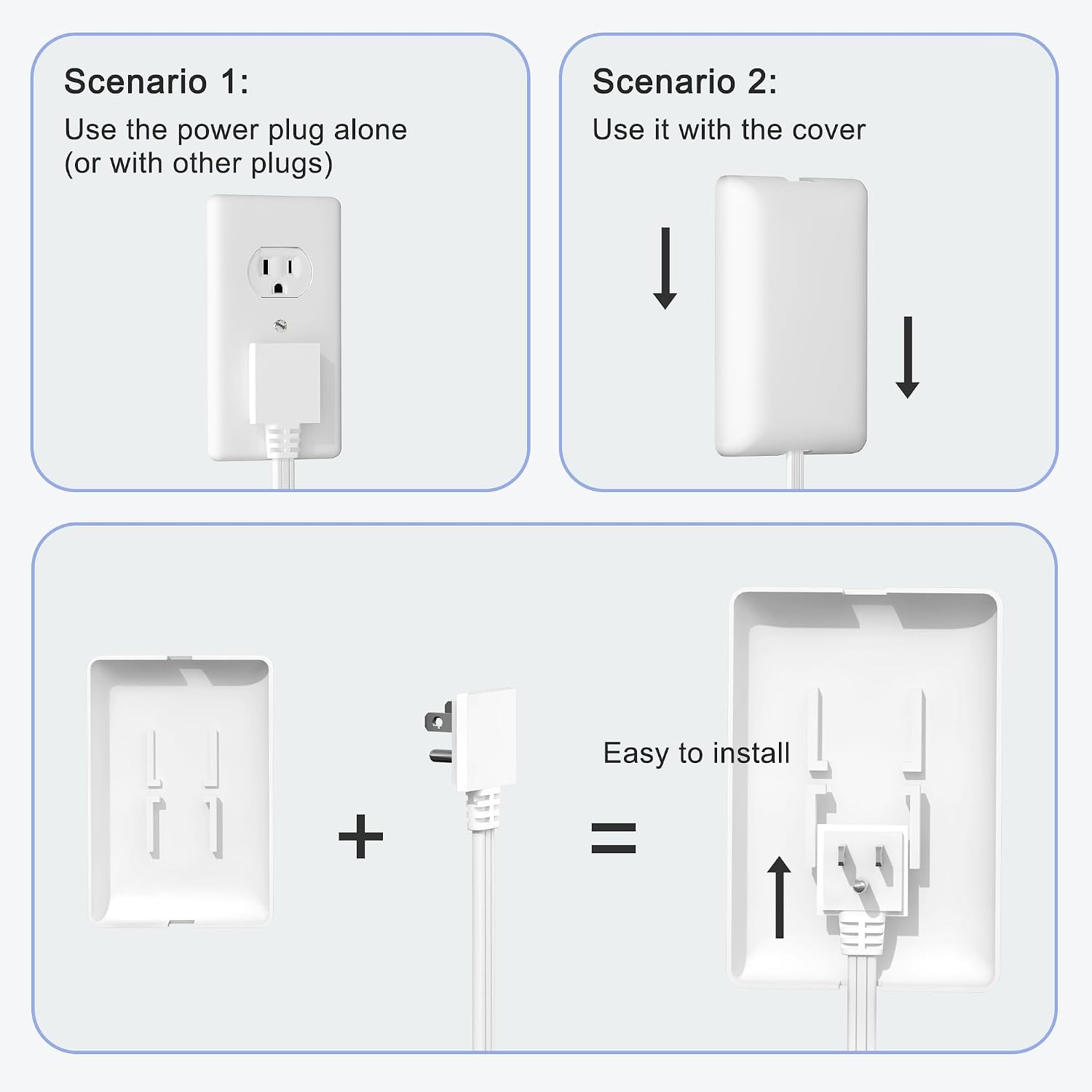 Detalle de CABOCASA 2 Pack 3ft Flat Plug Extension Cord with 3 Outlets and Detachable Ultra-Thin Outlet Cover