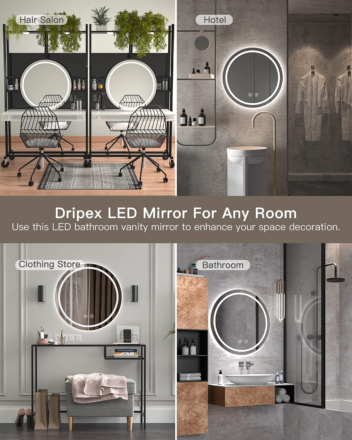 Detalle 2 de Dripex Specchio bagno LED rotondo 70 cm