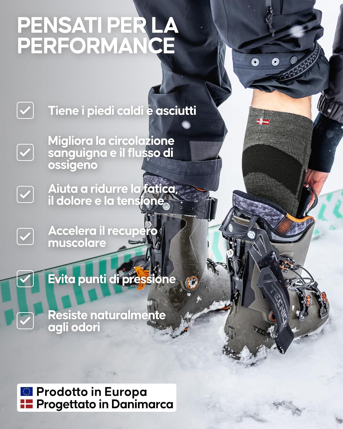 Thumbnail 2 de DANISH ENDURANCE Calze Sci Lana Merino Compressione Graduata 15-24 mmHg – Calzini termici imbottiti per uomo e donna