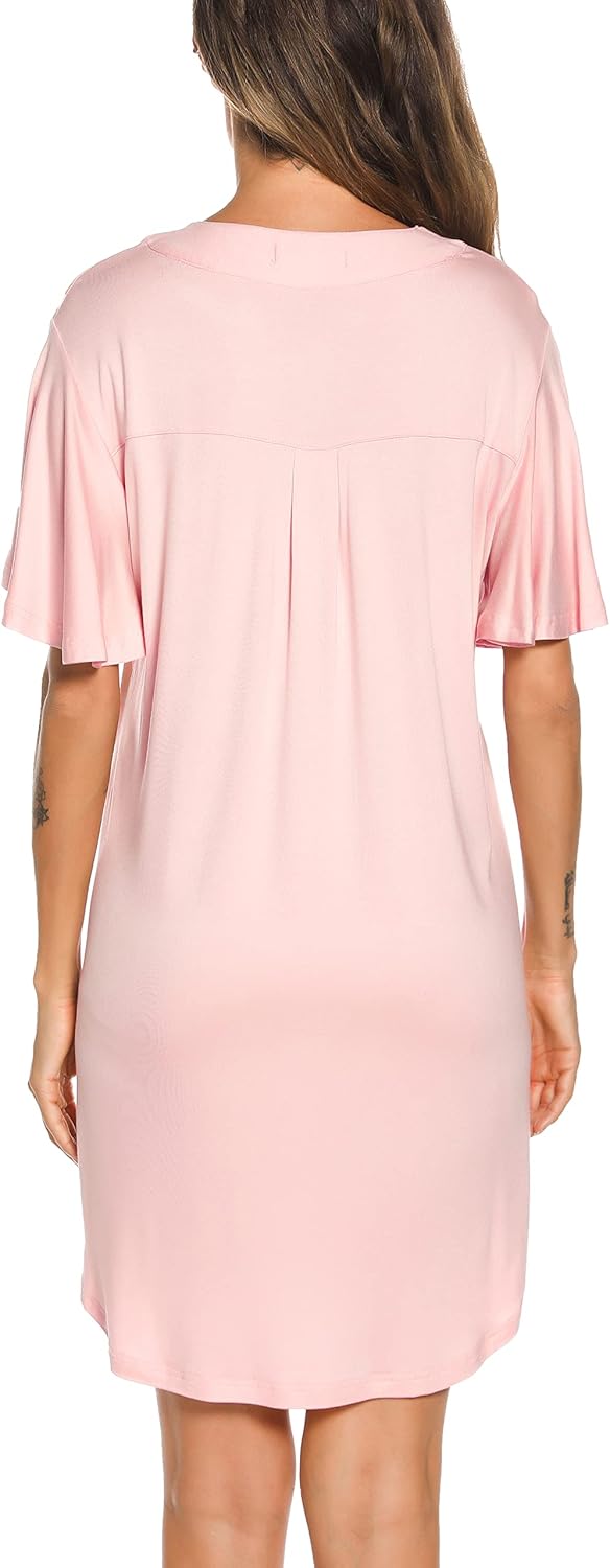 Thumbnail 4 de Wikoan Camicia da notte donna in modal con bottoni e tasche, corto con maniche 3/4 (S–XXL)