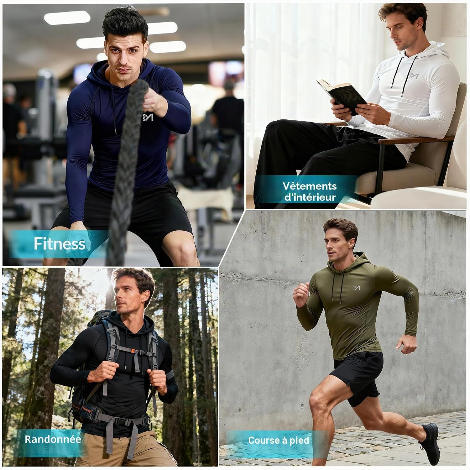 Detalle de MEETYOO Tee Shirt Homme à manches longues – Baselayer textile pour Running et Fitness