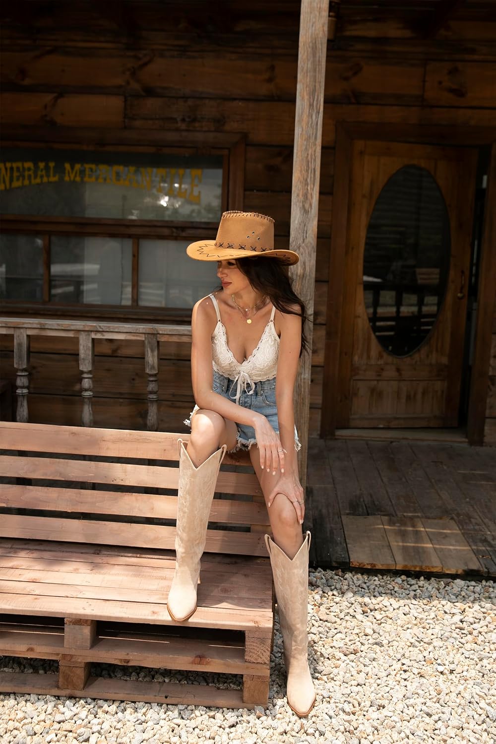 Detalle 1 de iiimmu Cowgirl Boots Knee High Pointed Toe