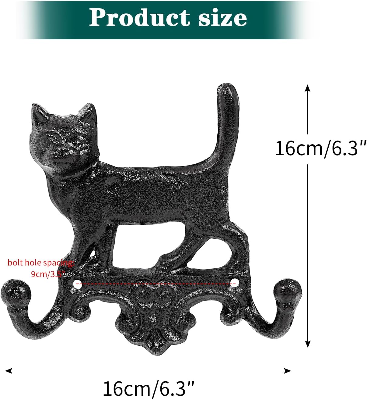 Detalle 2 de Sungmor Cat Wall Hooks, Cast Iron