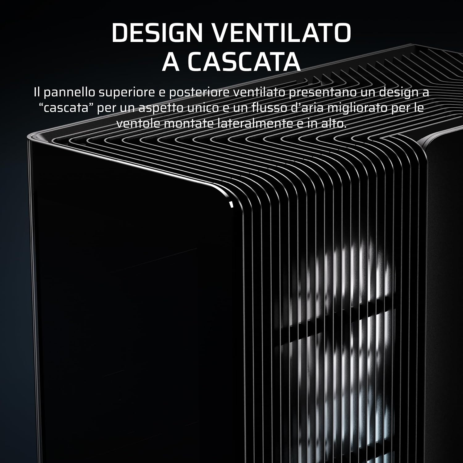 Detalle de CORSAIR FRAME 4500X RS-R ARGB Mid-Tower con vetro panoramico e sistema InfiniRail, 3 ventole RS120R incluse