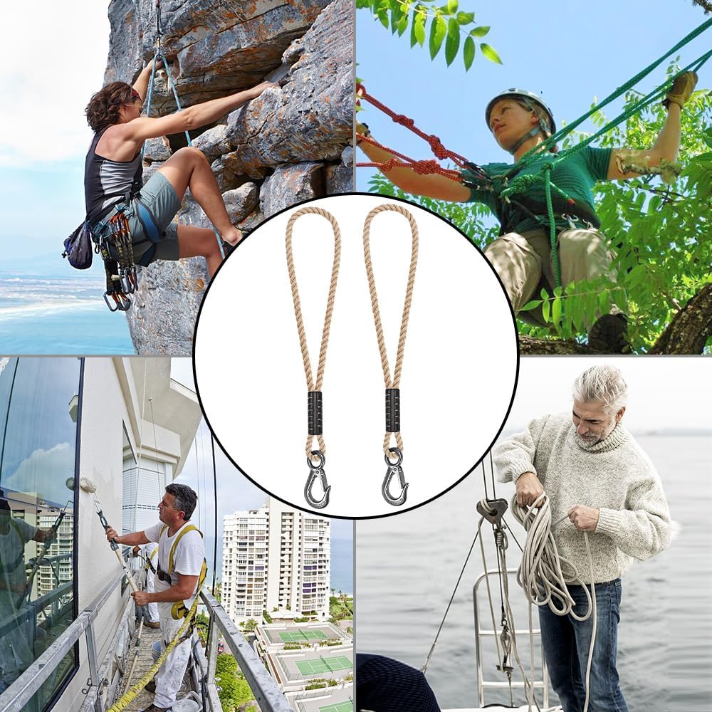 Detalle 2 de BeneLabel 2pcs Tree Swing Rope & Hammock Hanging Strap Kit (100cm) with Hook – Off-White