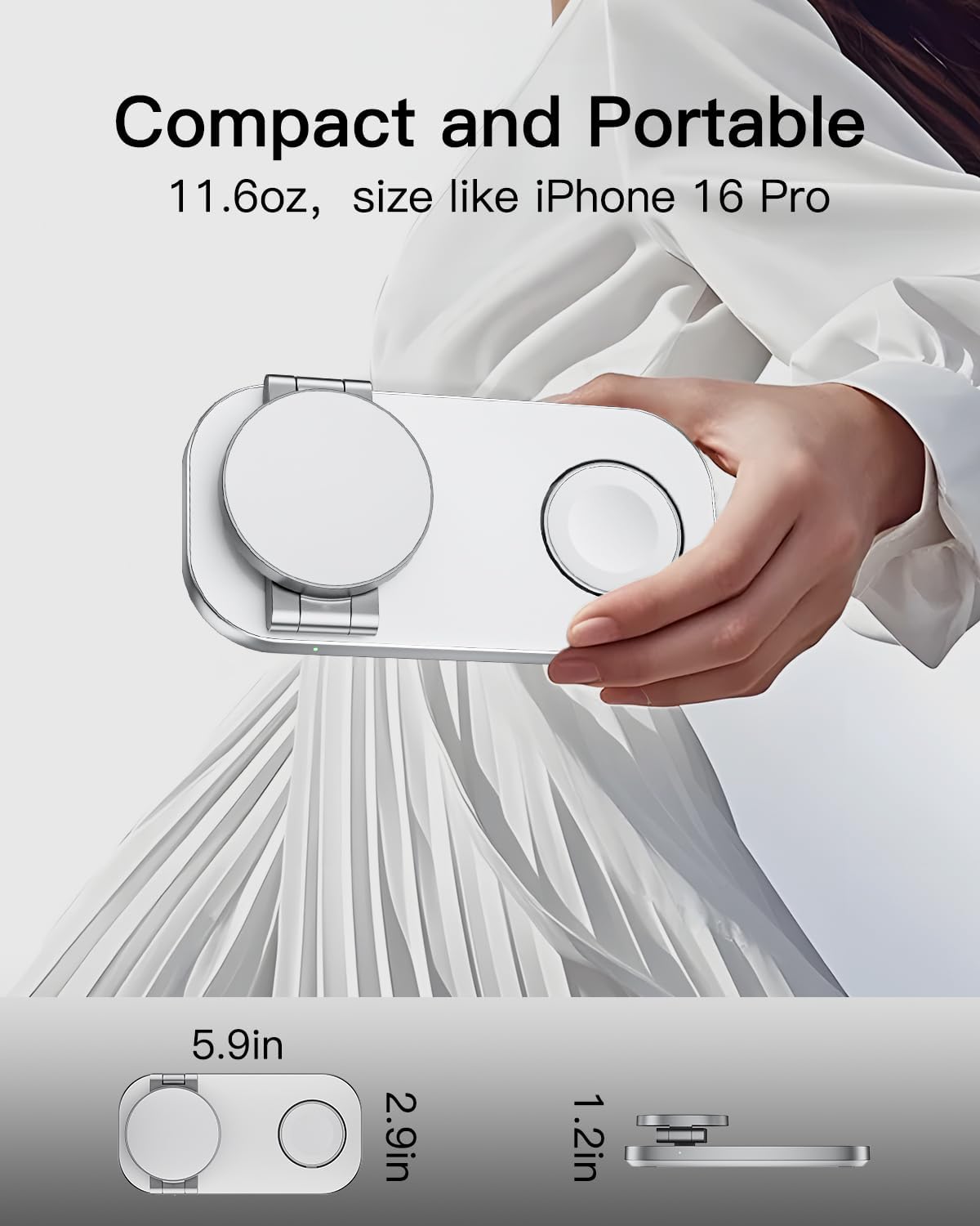 Detalle de Keepro 3-in-1 Folding MagSafe Charging Station for Apple Devices