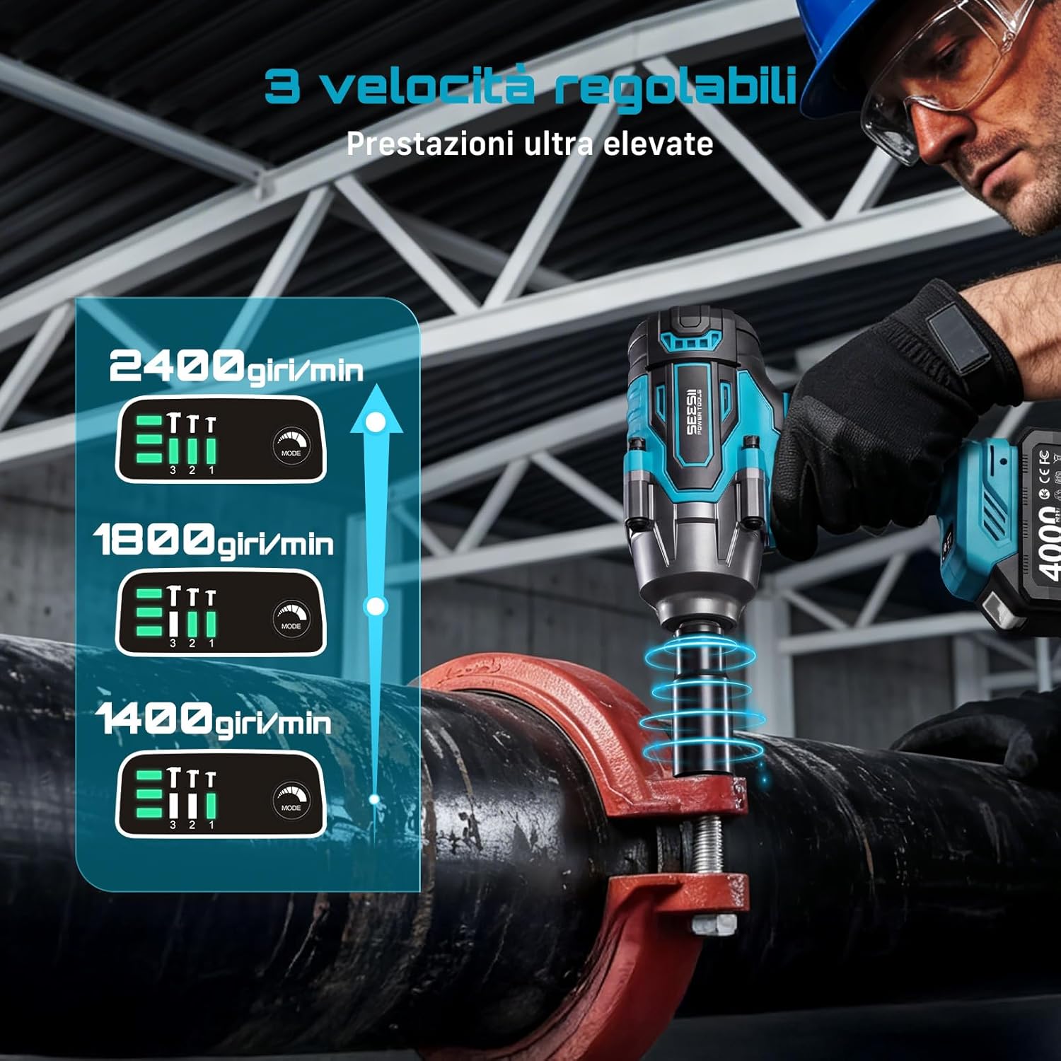 Thumbnail 4 de Seesii Avvitatore a Impulsi 1/2" 1200 N·m: potenza, autonomia e versatilità per officina e garage