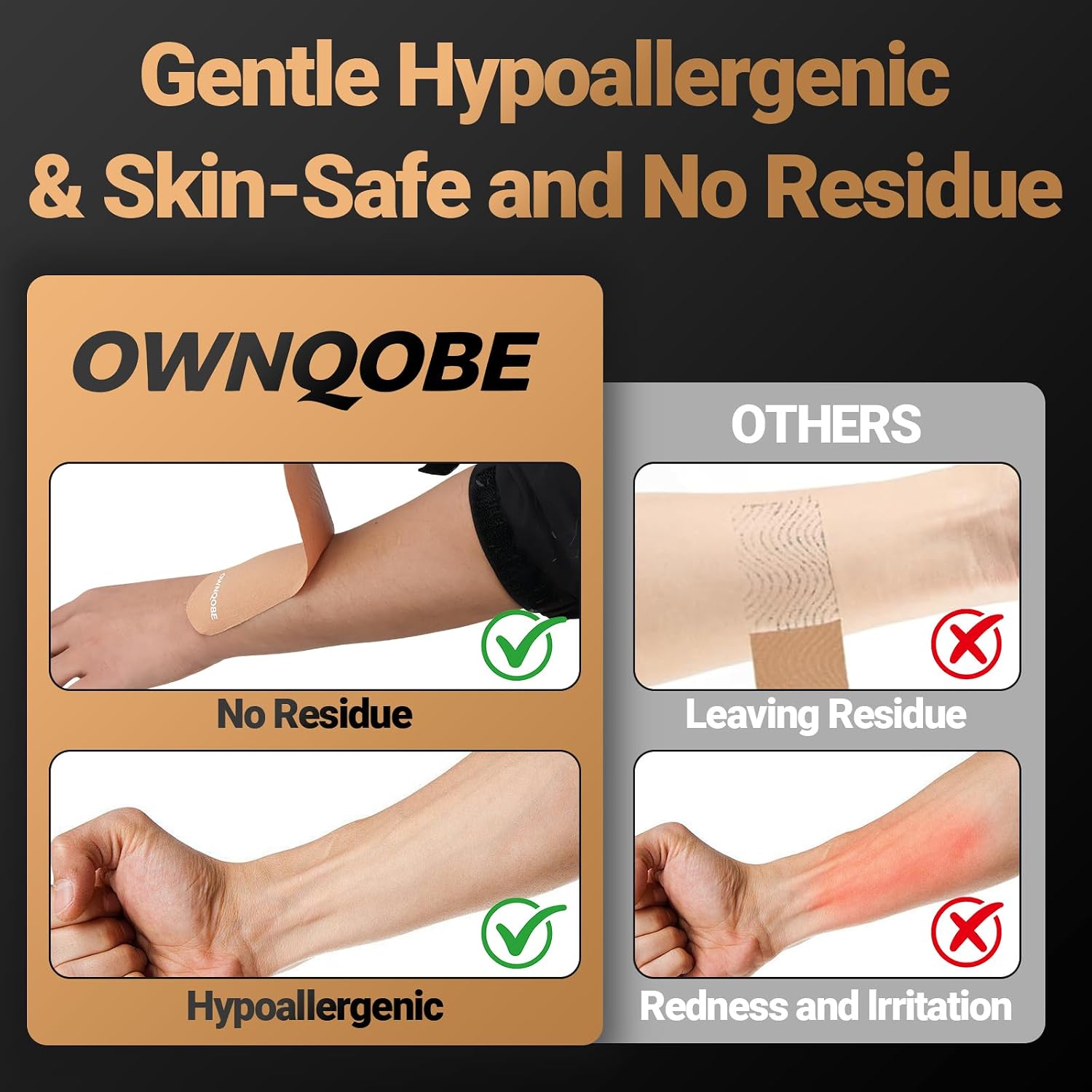 Detalle 1 de OWNQOBE Kinesiology Tape, 40 Precut Waterproof Cotton Strips