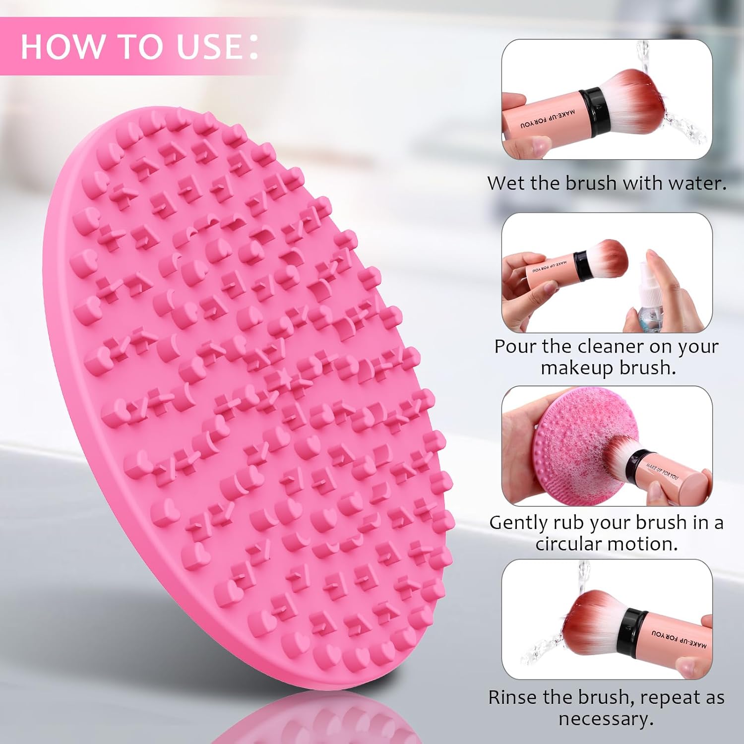 Detalle 2 de Norate Makeup Brush Cleaner Set with Silicone Cleaning Mat and Brush Shampoo