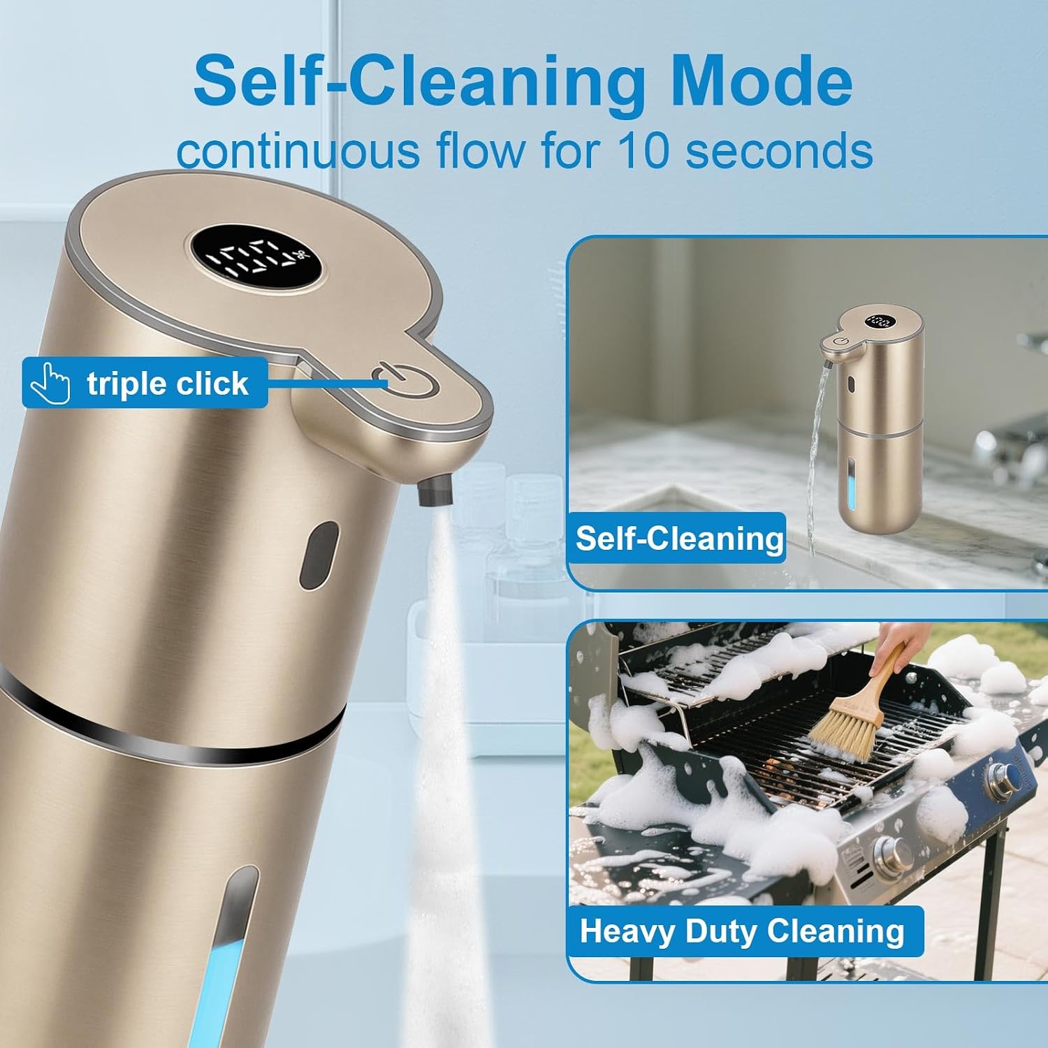 Detalle de OHIFAST OFASDGDP18F Touchless Foaming Soap Dispenser, Gold, 380 mL