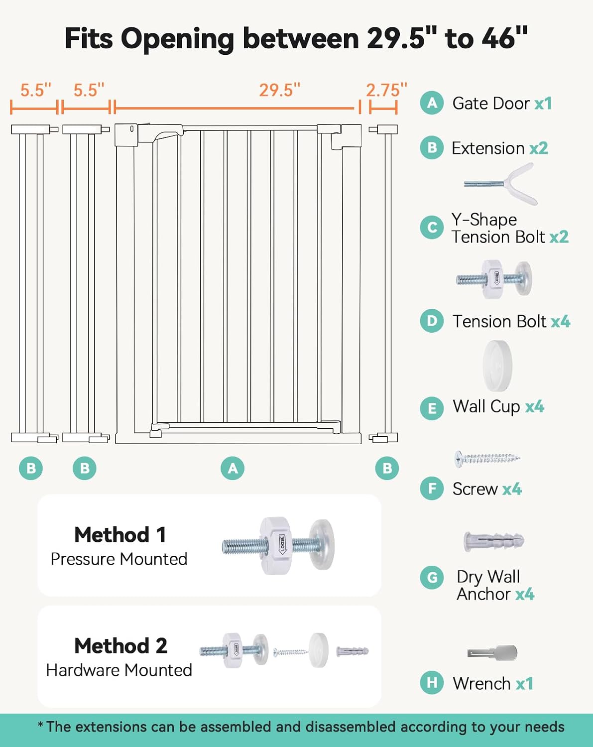 Thumbnail 6 de COMOMY 91.5 cm Extra Tall Baby Gate ๐ช