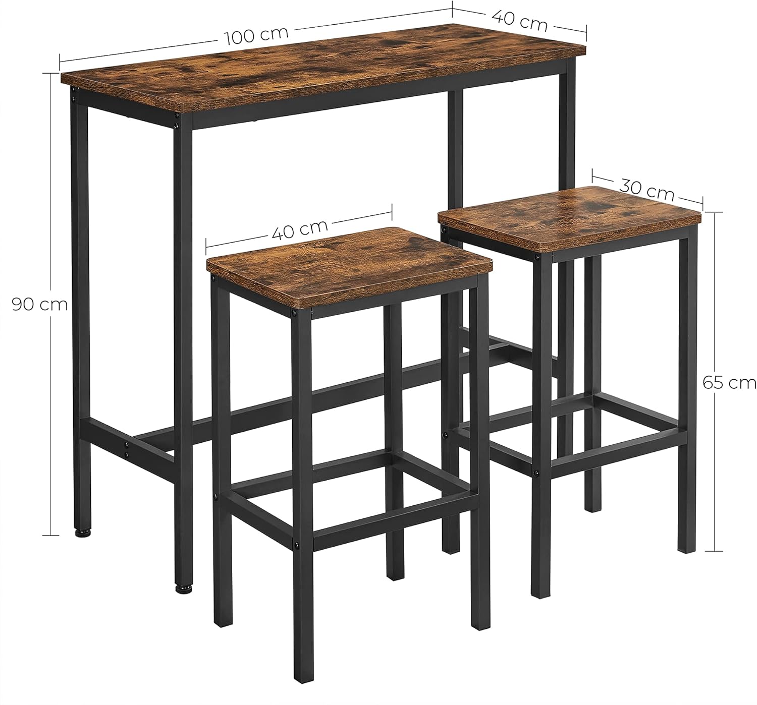 Detalle de VASAGLE LBT218B01 bar table set for breakfast