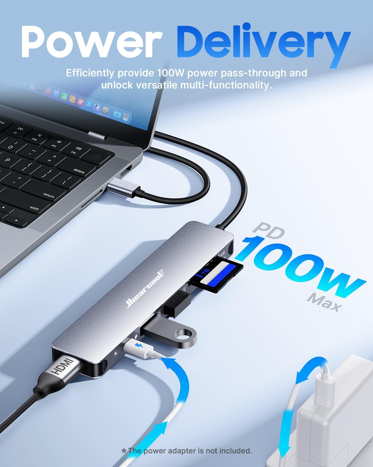 Detalle de Hiearcool UCN3286 7-in-1 USB-C Hub with 4K HDMI and 100W PD
