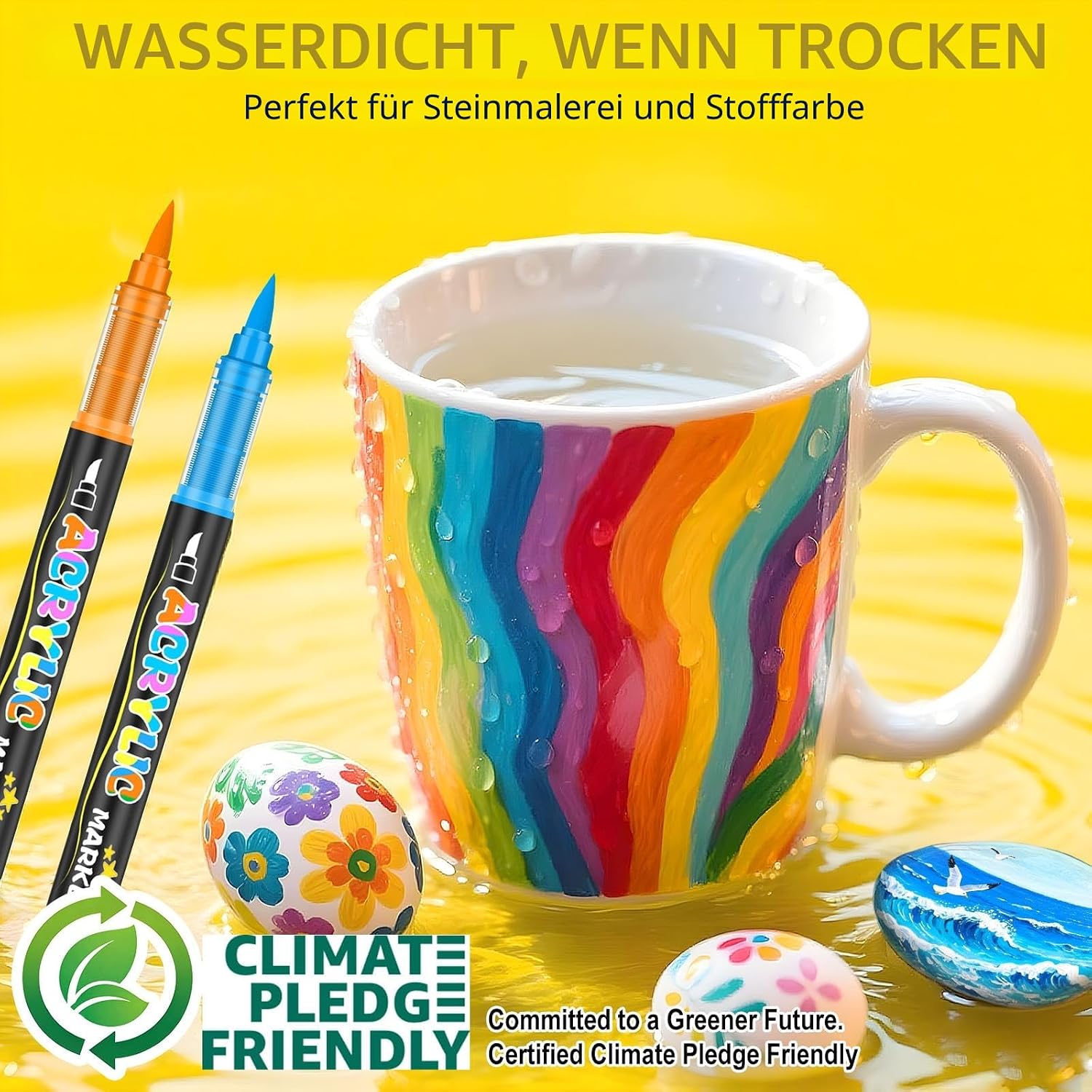 Detalle de Lyuvie 240 Farben Acrylstifte – Wasserfeste Marker für Stein, Holz, Glas und mehr