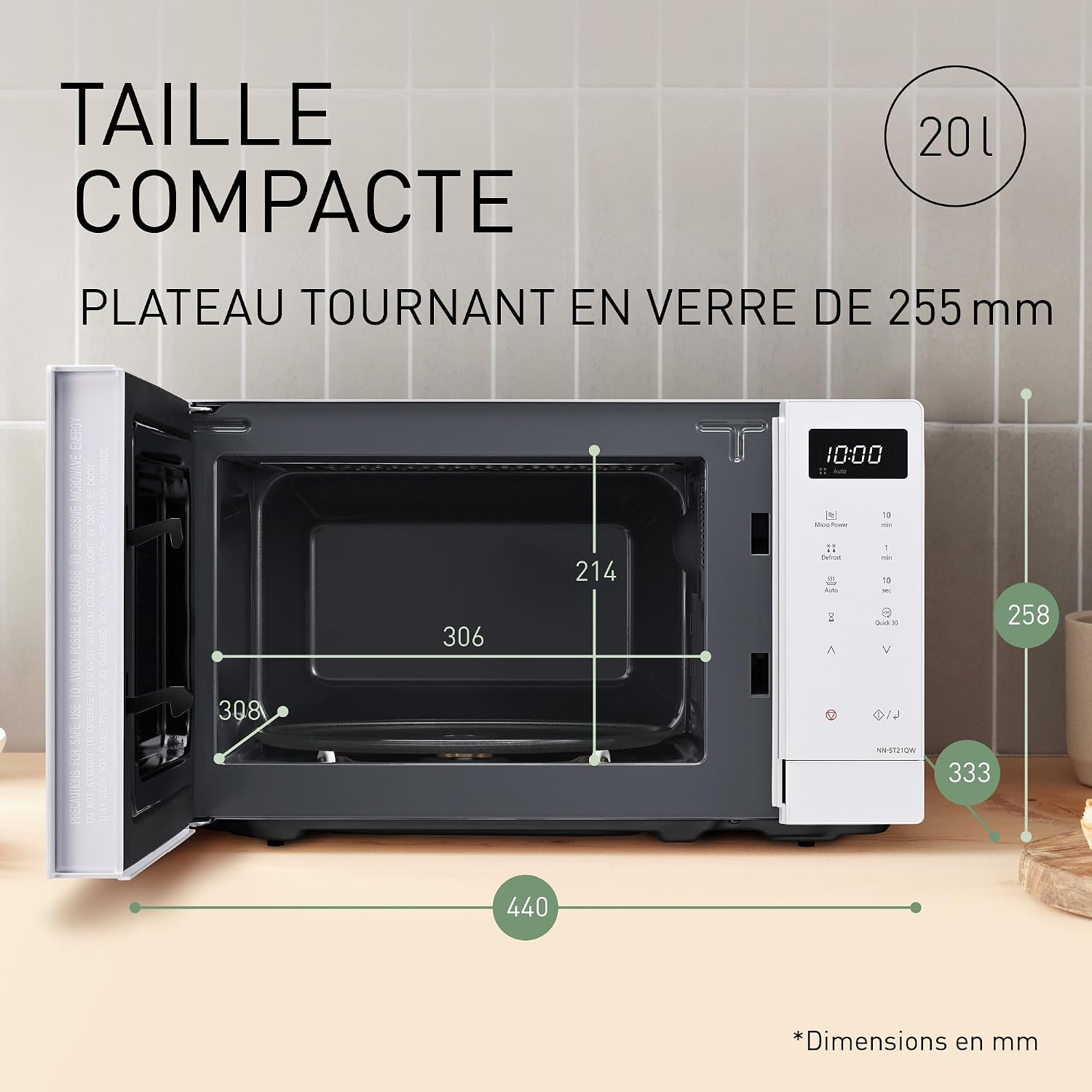 Detalle de Panasonic NN-ST21QWEPG micro-ondes 20 L đČ