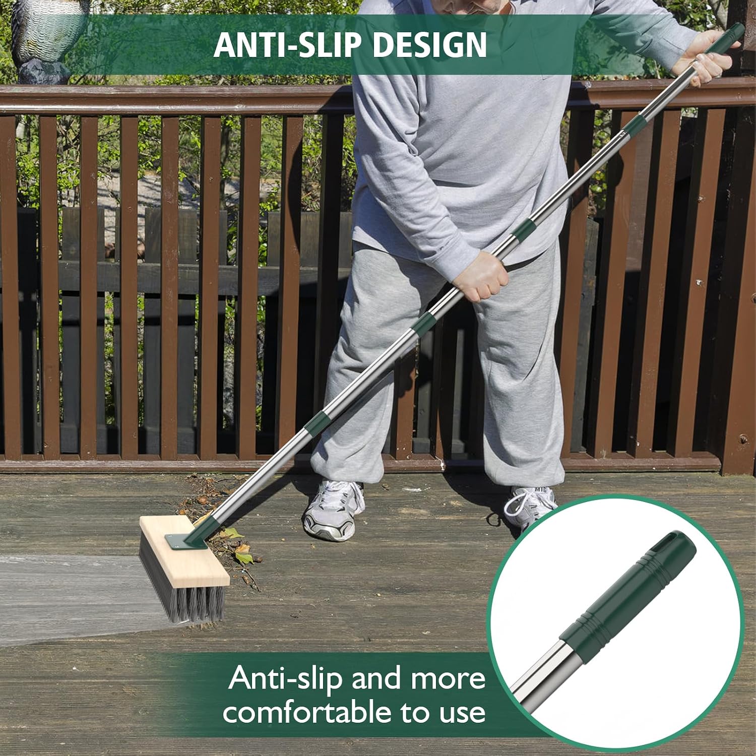 Thumbnail 6 de Heavy-duty yard brush with retractable 60-inch handle and 11.8-inch wire head for outdoor cleaning