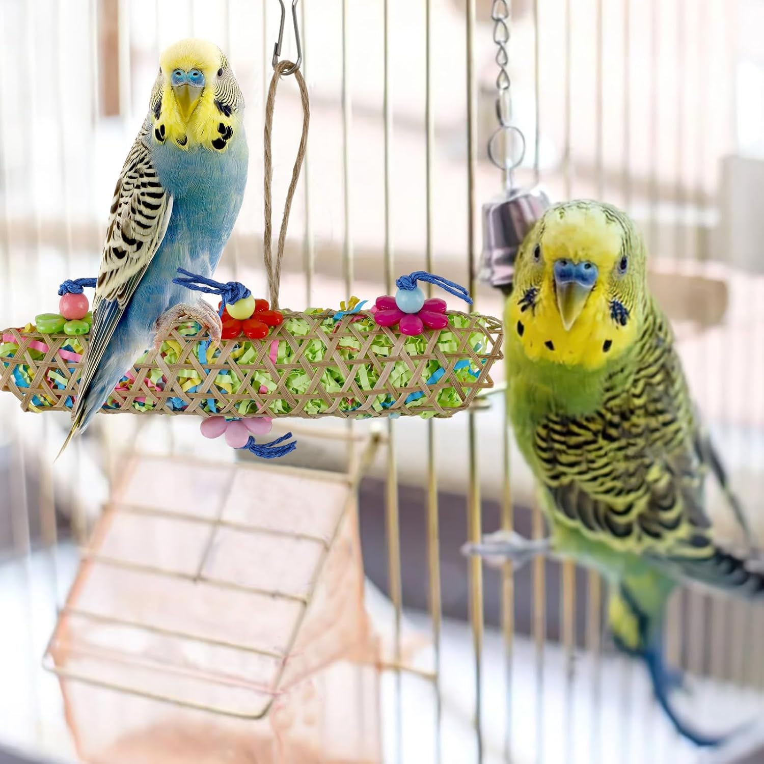 Thumbnail 6 de 5PCS Bird Toys for Parakeet Cage – Swing, Rope Perch, Ladder & Bell Set